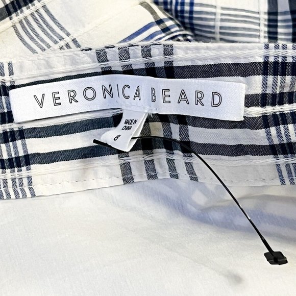 Veronica Beard Women's Size 8 Kaia Plaid Check Wrap Ruffle Skirt Blue & White - Picture 8 of 11